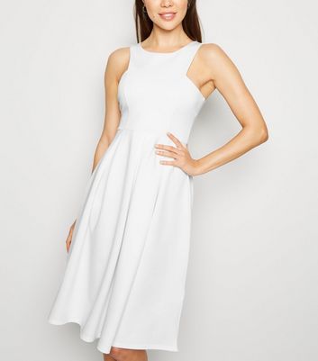 White Scuba Midi Prom Dress | New Look